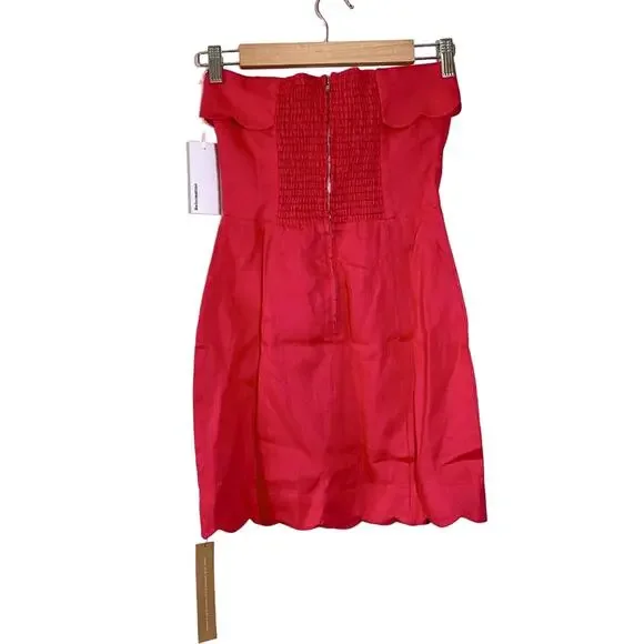 Reformation NEW Isles Linen Strapless Scalloped Mini Dress Corvette Pink  Size 0 - inbetweenathome.nl